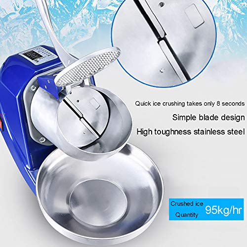 Picadora de hielo Trituradora De Hielo Máquina De Afeitar De Hielo De Calidad Industrial Comercial, Cuchillo Doble Eléctrico Espesor Ajustable Máquina De Fabricación De Cono De Nieve 209 Lb/H （Pla