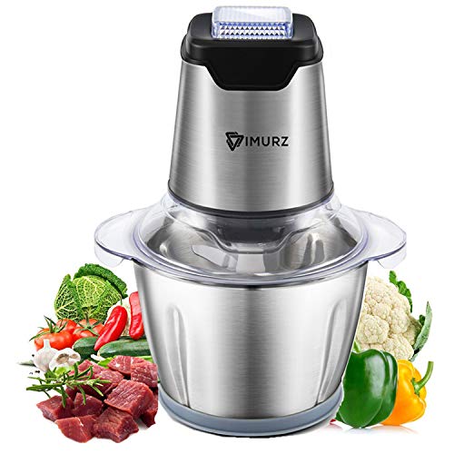 Picadora Electrica de Alimentos, 600W mini Procesador de alimentos, 4 Bi-Level Cuchillas, 1.2L Acero inoxidable cuenco, Picadora de Carne para Carne, Verduras, Frutas, Cebolla y Nueces, Baby food