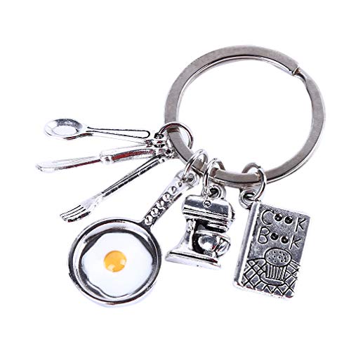 Pinhan Creative - Llavero con colgante de huevo frito con forma de tortilla y cuchara