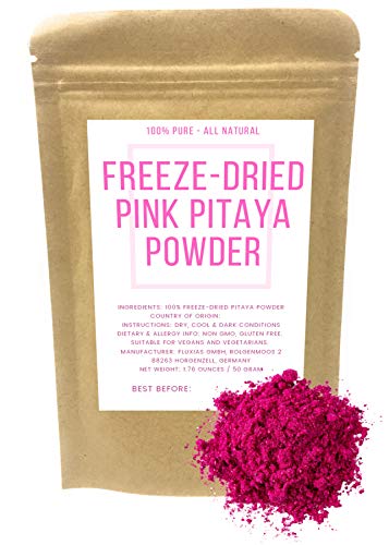 Pink Pitaya - Polvo liofilizado de pitahaya roja - Vegano - Sin gluten - Colorante alimentario rosa natural - Peso neto: 50g