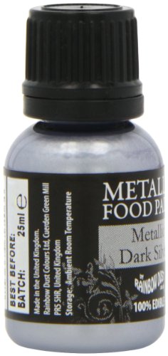 Pintura Comestible Metálica Plata Oscura 25ml