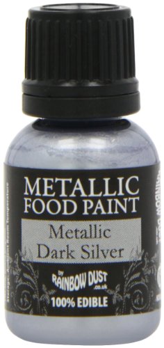 Pintura Comestible Metálica Plata Oscura 25ml