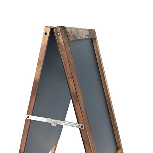 Pizarra caballete negra. Pizarra negra 120 x 60 cm doble cara apta para tizas y rotuladores de tiza. Ideal para hostelería, infantil, restaurante, habitación niños, etc. (MARCO NOGAL)