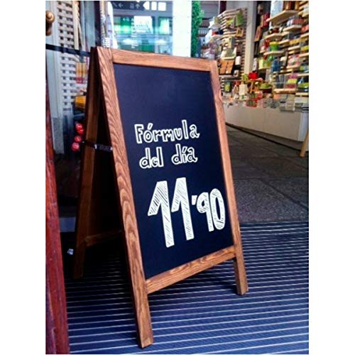 Pizarra caballete. Pizarra negra doble cara apta para tizas normales y rotuladores efecto tiza. 90 x 50 cm. Ideal para bar, restaurante, hostelería, infantil, habitación niños, etc.