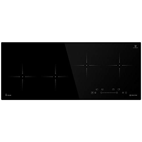 Placa de cocina por inducción 92cm (Autárquica, 7kW, 9 pasos, 4 zonas, sin marco, teclas sensoriales TouchSelect, amplificador, pantalla LED) IND9020RL - KKT KOLBE