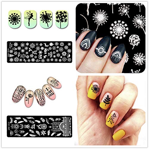 Plantillas de Decoración de Uñas, Queta 12 Placas de Estampador de Uñas, DIY Herramientas para Arte de Uñas con Varios Estampados, para Hogar Salón Tienda