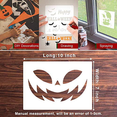 Plantillas de plástico para Halloween, 21 piezas, reutilizables, plantillas de expresión de calabaza para manualidades, dibujo, pintura, pulverización, vidrio, madera, aerógrafo, paredes, arte