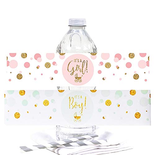 PMSMT Baby Shower 12 Piezas Etiqueta de Botella de Agua Pegatinas es una Etiqueta de niño/niña revelación de género decoración de Bautizo Suministros de Babyshower