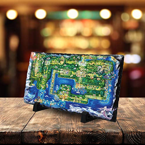 Pokemon – Mapa Let's Go Pizarra Natural con Soporte Anime computadora Arte Regalo, 30x15cm