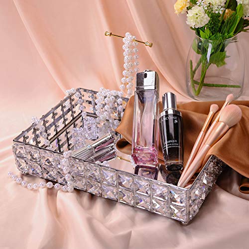 PowerKing Bandeja de Maquillaje, Bandeja de Organizador cosmético de Cristal para la Boda Decoración de tocador para el hogar - Bandeja de joyería de Pastel de Frutas Dulces (Astilla)
