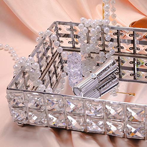 PowerKing Bandeja de Maquillaje, Bandeja de Organizador cosmético de Cristal para la Boda Decoración de tocador para el hogar - Bandeja de joyería de Pastel de Frutas Dulces (Astilla)