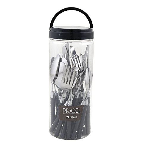 Pradel Heritage Smart Cubertería, Acero Inoxidable, Negro, 0 cm, 24 Unidades