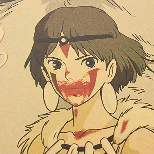 Princesa Mononoke Classic Nostalgia Kraft Paper Cafe Bar Poster Etiqueta de la pared Pintura decorativa 51.5x36cm