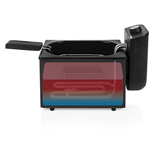 Princess 182725 - Freidora con Volumen de 2 litros, Zona Fría, Carcasa de Acero Inoxidable, 1700 W, Color Negro