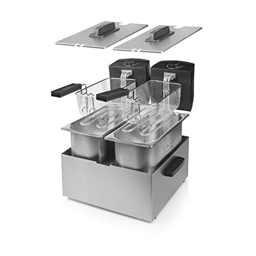 Princess 183123 Freidora eléctrica doble, Zona Fría, potencia de 2 x 1800 W, Volumen de 2 x 3 L, Temperatura hasta 190ºC