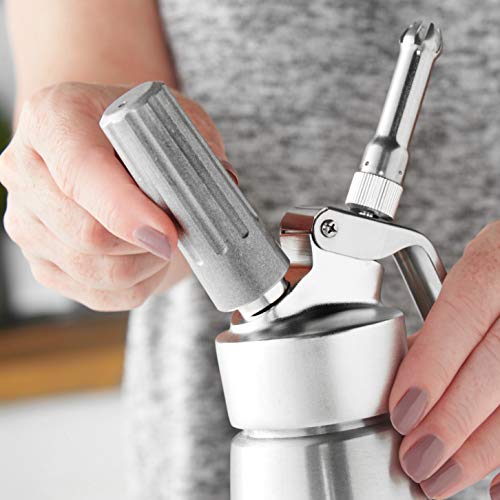Profesional de nata | dispensador de nata montada + 3 boquillas para de acero inoxidable | hace crema, helado y mucho más. | aluminio reforzado hilos | utiliza cartuchos de N20 (no incluido)