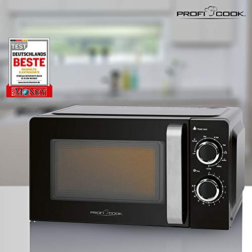 ProfiCook PC-MWG 1208 - Microondas con grill, 17 L, 900 W, 700 W, 6 niveles de potencia microondas, temporizador de 30 minutos con señal final
