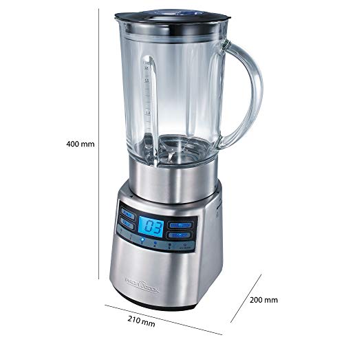 ProfiCook PC-UM 1006 Batidora de vaso, Jarra de cristal, 1.8 litros, Regulador velocidad electrónico, 1200 W, 1 Decibelios, Vidrio, Negro y gris