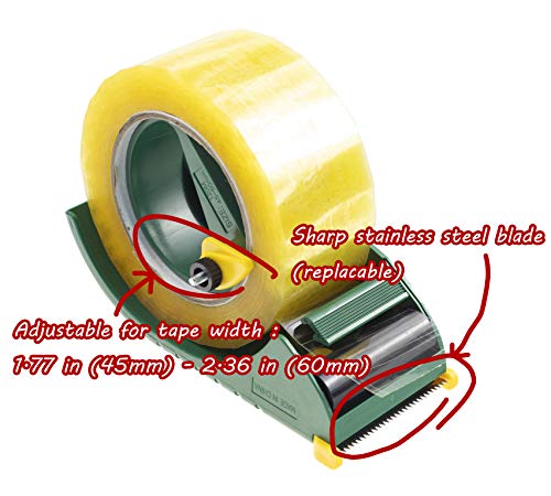 Prosun - Dispensador de pistola de embalaje de 5,08 cm, sellador de caja ajustable, ligero, ergonómico, industrial, resistente cortador de cinta para cartón, embalaje y caja de sellado, amarillo