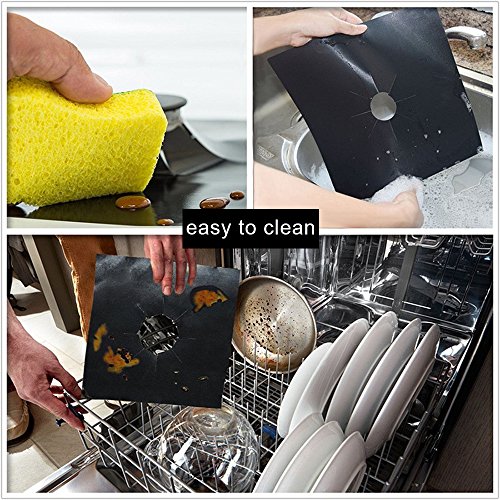 Protectores del rango del gas de, Ballery Protector de quemador Stovetop Liner Cover Clean Mat Pad - Antiadherente, Apto para Lavavajillas – Negro