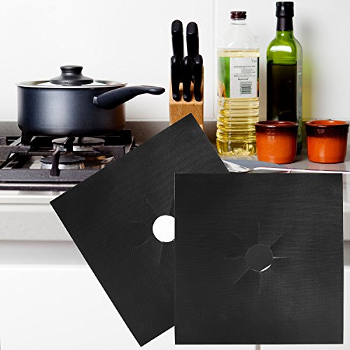 Protectores del rango del gas de, Ballery Protector de quemador Stovetop Liner Cover Clean Mat Pad - Antiadherente, Apto para Lavavajillas – Negro