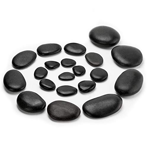 Purovi Set Profesional de Piedras Calientes para Masaje | 20 Piedras de Basalto natural | Elegante Bolsa de Terciopelo