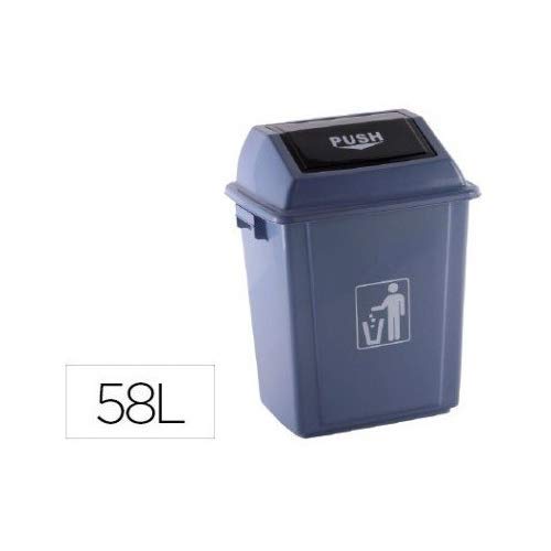 Q-Connect Papelera Contenedor Plástico Con Tapa De Balancín 58 Litros Gris 470x330x760 Mm
