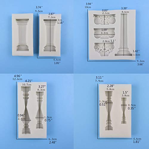 qingqingR Pilares del Griego clásico Molde Columna Romana Molde Sugarcraft Resina epoxi Herramientas de Arte