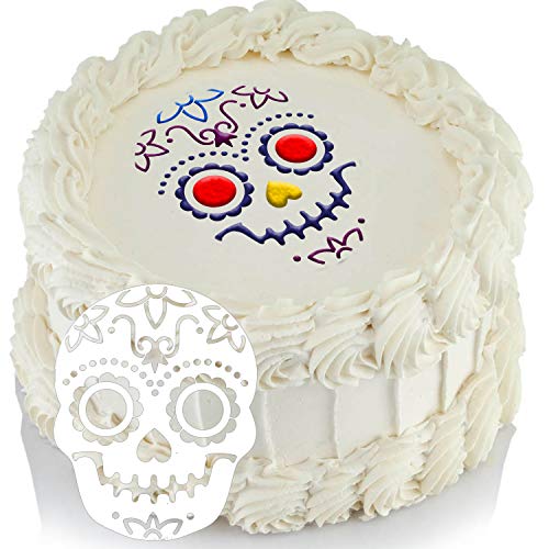 Qpout 8 Piezas Día de los Muertos Plantillas de Plantillas de Pastel, Calavera de azúcar Plantillas para Tartas de cumpleaños, para Fiesta de Halloween Decorar Tartas/Galletas/repostería