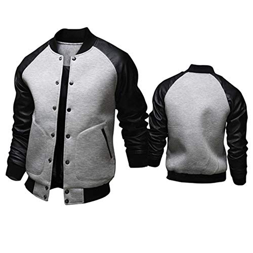 qulvyushangmaobu chaqueta universitaria unisex, chaqueta universitaria de la vieja escuela con mangas contrastantes para hombre