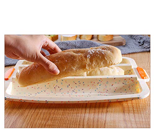 Rann.Bao Molde Pan Francés,Utensilios para Hornear Antiadherentes Silicona de Grado Alimenticio,3 Rejillas Bandeja de Repostería Herramientas para Hornear Pan Casero,Gris Oscuro