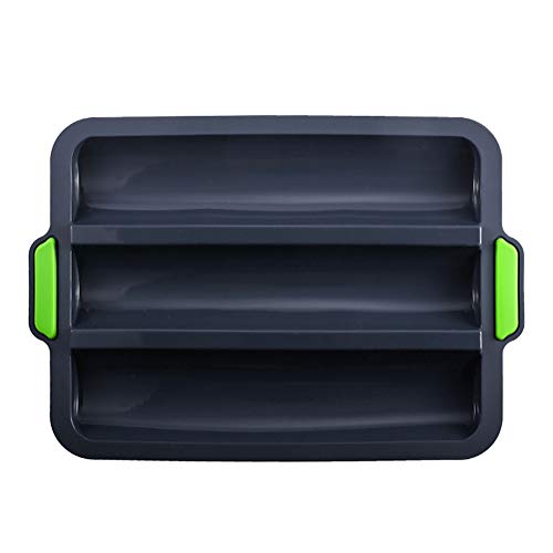 Rann.Bao Molde Pan Francés,Utensilios para Hornear Antiadherentes Silicona de Grado Alimenticio,3 Rejillas Bandeja de Repostería Herramientas para Hornear Pan Casero,Gris Oscuro