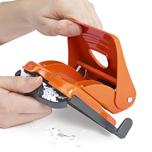 Rapesco 825 - Perforadora metálica de 2 agujeros, 25 hojas capacidad, color naranja