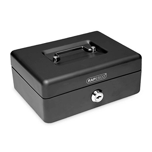 Rapesco money - Caja fuerte portátil de 25 cm de ancho con portamonedas interior, color negro