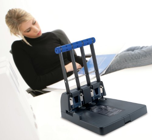 Rapesco P4400 - Perforadora de 4 agujeros y 150 hojas de capacidad, negro y morado