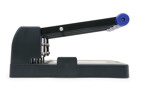 Rapesco P4400 - Perforadora de 4 agujeros y 150 hojas de capacidad, negro y morado