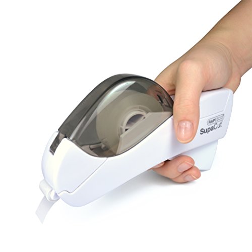 Rapesco SupaCut - Dispensador de cinta adhesiva + 2 rollos, color blanco