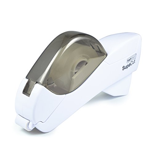 Rapesco SupaCut - Dispensador de cinta adhesiva + 2 rollos, color blanco