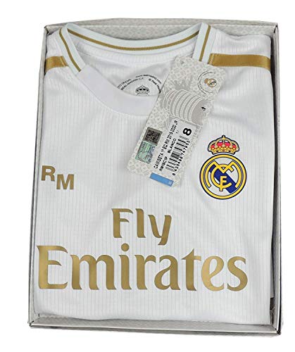 Real Madrid Conjunto Camiseta y Pantalón Primera Equipación Infantil Sergio Ramos Producto Oficial Licenciado Temporada 2019-2020 Color Blanco (Blanco, Talla10)