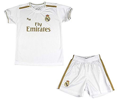 Real Madrid Conjunto Camiseta y Pantalón Primera Equipación Infantil Sergio Ramos Producto Oficial Licenciado Temporada 2019-2020 Color Blanco (Blanco, Talla10)