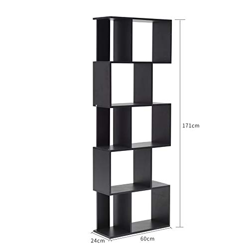 Rebecca Mobili Estantería Oficina, Estante para Libros Negro, con 5 estantes, Design contemporáneo, Muebles para el hogar- Medidas: x 172,5 x 60 x 24 cm (AxANxF) - Art. RE4786