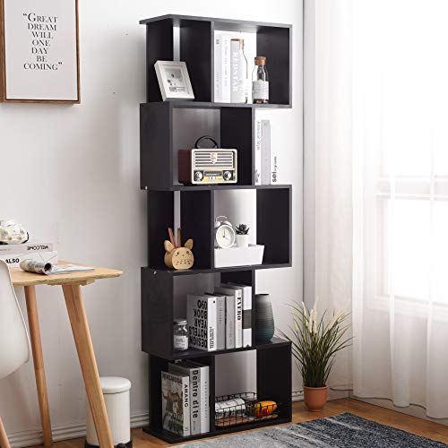 Rebecca Mobili Estantería Oficina, Estante para Libros Negro, con 5 estantes, Design contemporáneo, Muebles para el hogar- Medidas: x 172,5 x 60 x 24 cm (AxANxF) - Art. RE4786