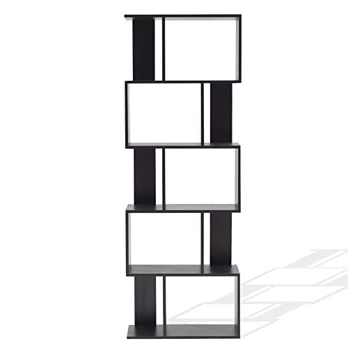 Rebecca Mobili Estantería Oficina, Estante para Libros Negro, con 5 estantes, Design contemporáneo, Muebles para el hogar- Medidas: x 172,5 x 60 x 24 cm (AxANxF) - Art. RE4786