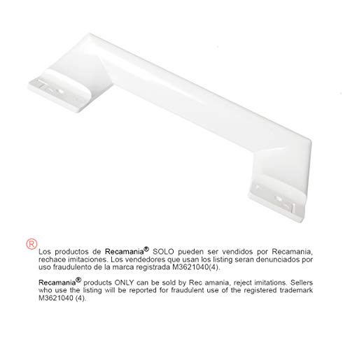 Recamania Tirador Puerta frigorifico Blanco. BALAY, Bosch, C.O. 490705. Medidas: Longitud 245mm, Anclaje 197mm.