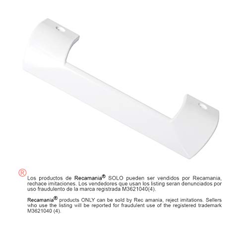 Recamania Tirador Puerta frigorifico Blanco. BALAY, Bosch, C.O. 490705. Medidas: Longitud 245mm, Anclaje 197mm.