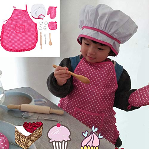 Rehomy Juego de Chef para Niños Juego de Juguetes de Cocina para Hornear de Bricolaje Juego de Simulación Delantal Guantes Cocina Sombrero