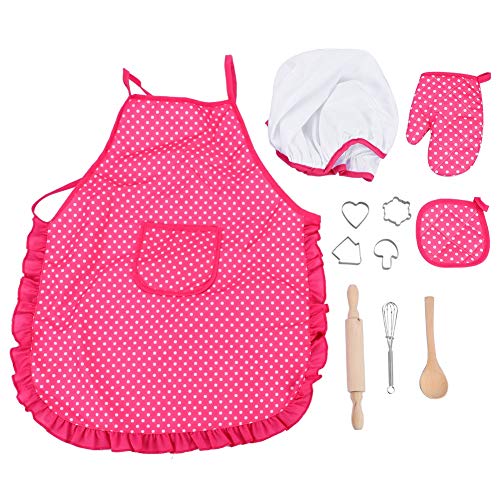 Rehomy Juego de Chef para Niños Juego de Juguetes de Cocina para Hornear de Bricolaje Juego de Simulación Delantal Guantes Cocina Sombrero