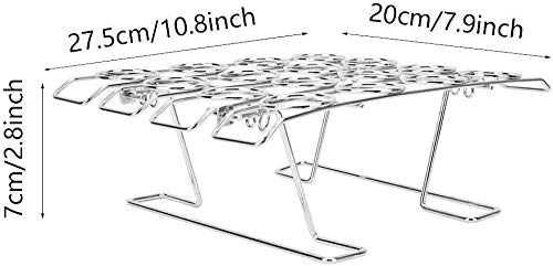 Rejilla para hornear cono de magdalenas, 16 ranuras Soporte para soporte de cono de helado de acero inoxidable Pantalla Pastel de enfriamiento Bandeja de repostería plegable para decoración de pastele