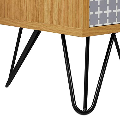 Relaxdays Cajonera Vintage, Retro, Mesilla para el Dormitorio, 65x45x30 cm, DM-Acero-PB, Multicolor, Diseño A: mesita de Noche