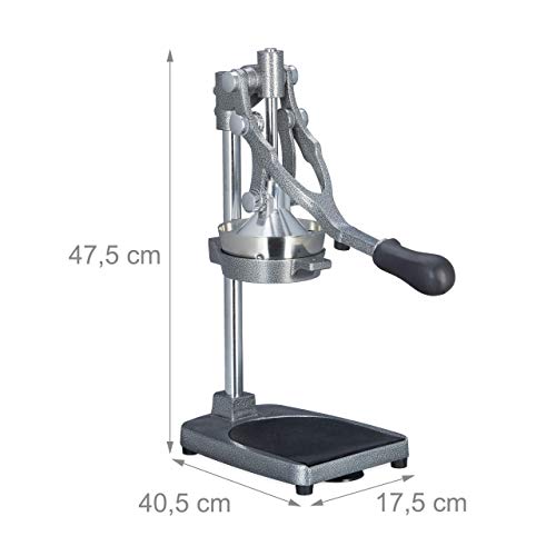 Relaxdays Exprimidor Zumo Manual 3 en 1, Acero Inoxidable, Plateado, 47.5 x 17.5 x 40.5 cm